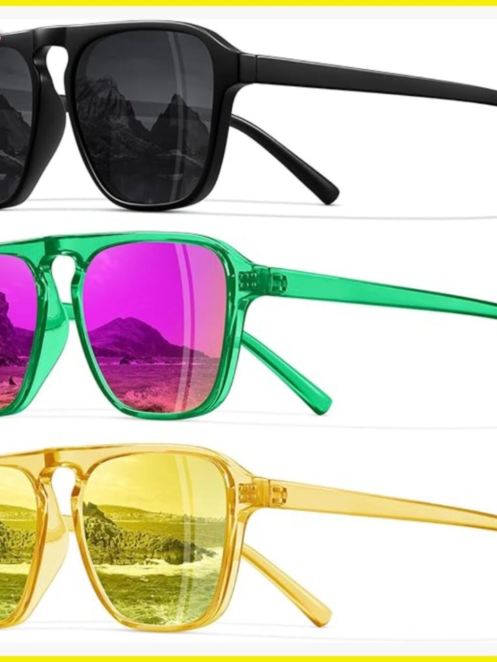Retro Aviator Sunglasses Polarized Classic Driving Sports Square Frame